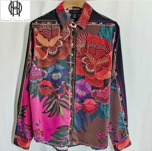 House of Harlow 1960 Tops - House of Harlow 1960 x Revolve Satin Floral Print Blouse